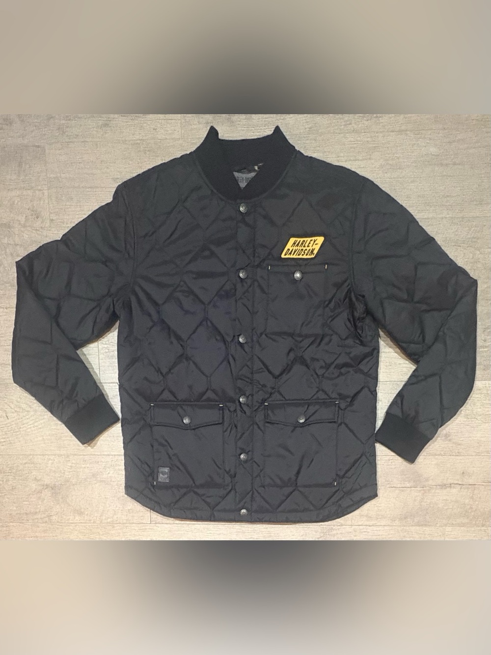 Harley-Davidson Quilted Black Camo Lined Jacket Men’s Slim Large